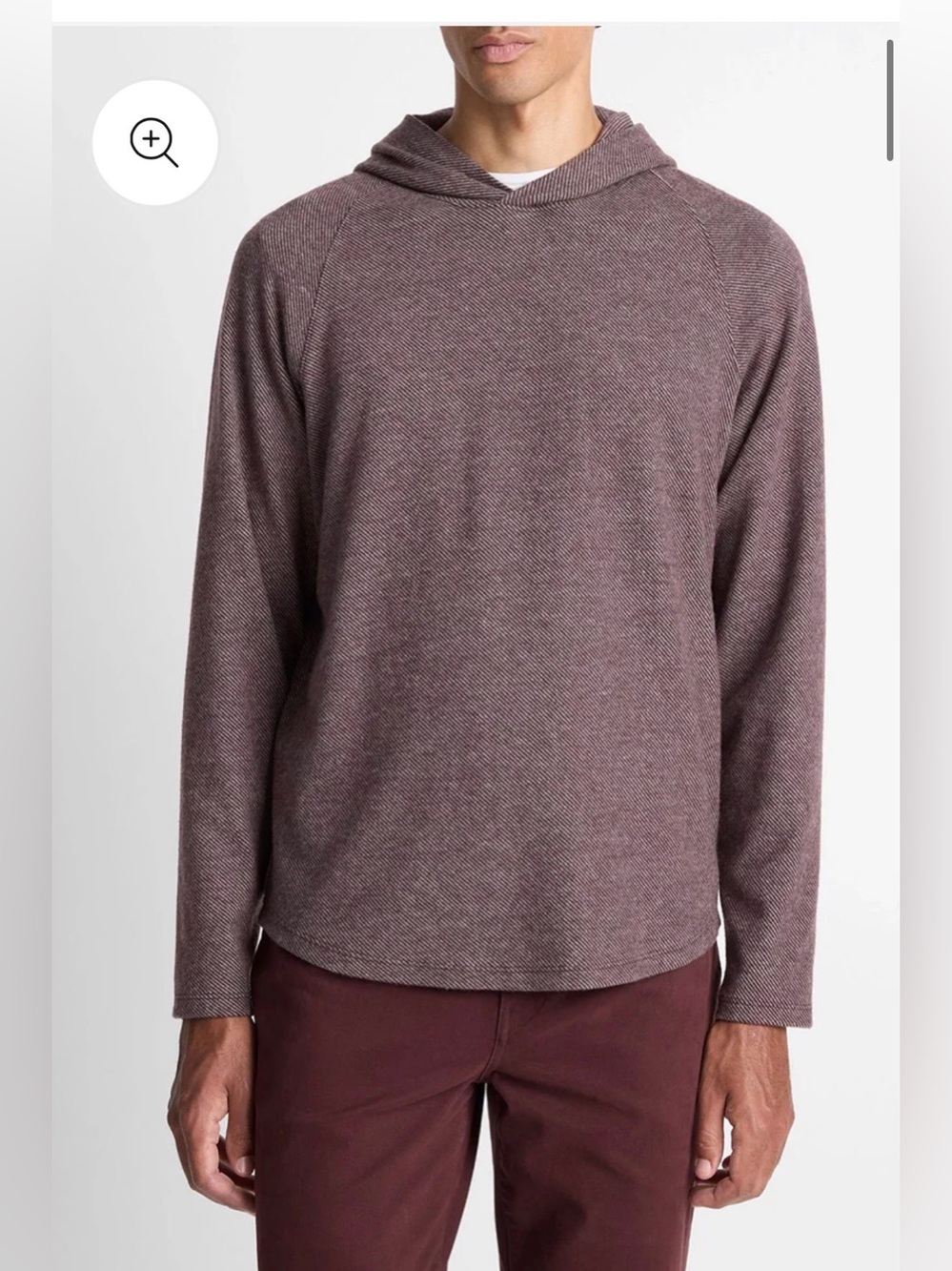 $195 Vince Men’s Broken Twill Pullover Hoodie Sweater Purple/Heather Grey Sz Med